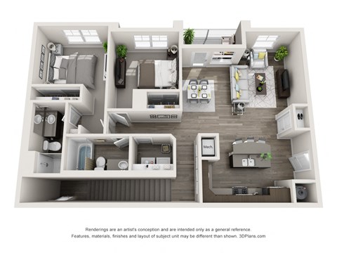 The Lakes at Eagle 2x2 DJ Floor Plan